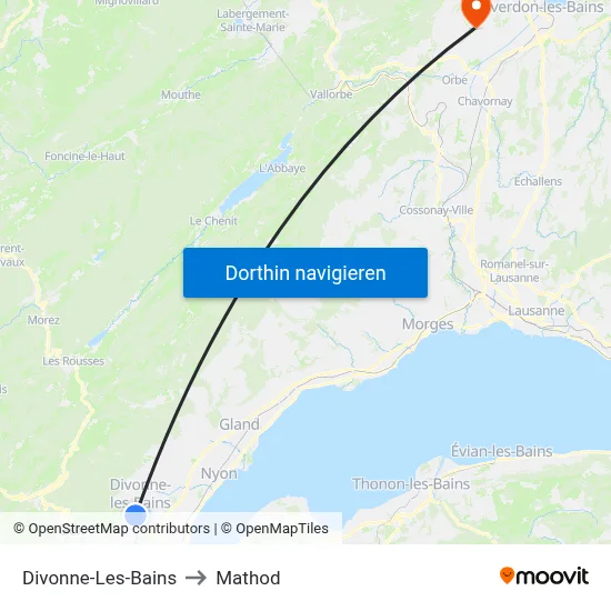 Divonne-Les-Bains to Mathod map