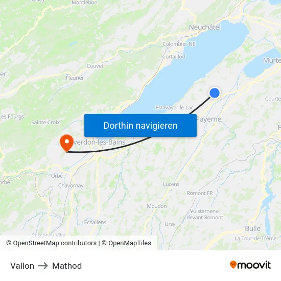 Vallon to Mathod map