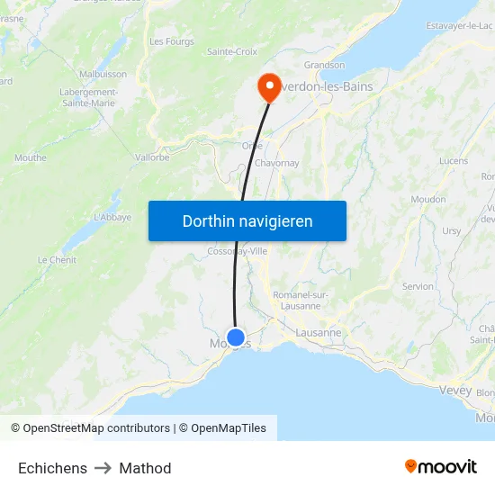 Echichens to Mathod map