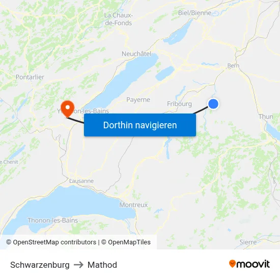 Schwarzenburg to Mathod map