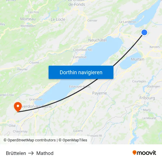 Brüttelen to Mathod map