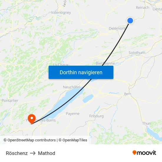 Röschenz to Mathod map
