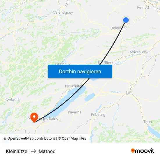 Kleinlützel to Mathod map