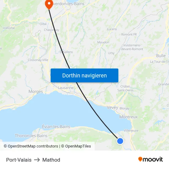 Port-Valais to Mathod map