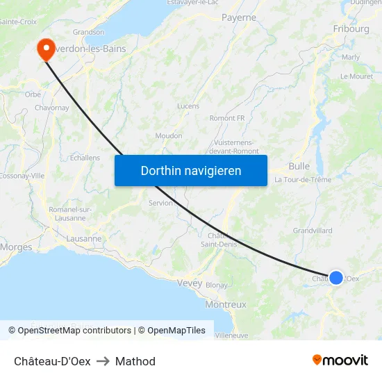 Château-D'Oex to Mathod map