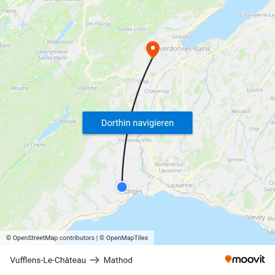 Vufflens-Le-Château to Mathod map