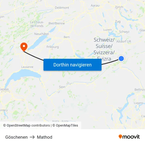 Göschenen to Mathod map