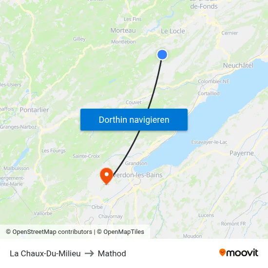 La Chaux-Du-Milieu to Mathod map