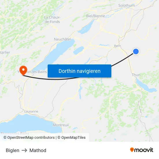 Biglen to Mathod map