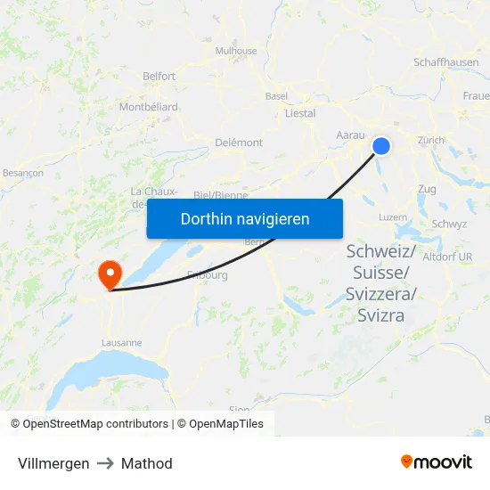 Villmergen to Mathod map