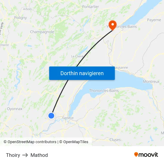 Thoiry to Mathod map