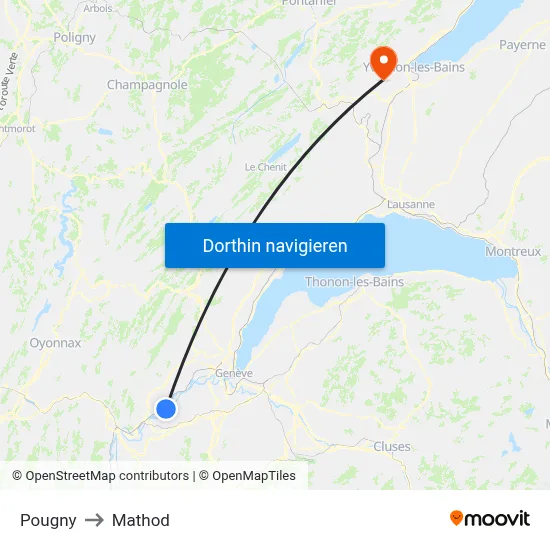 Pougny to Mathod map