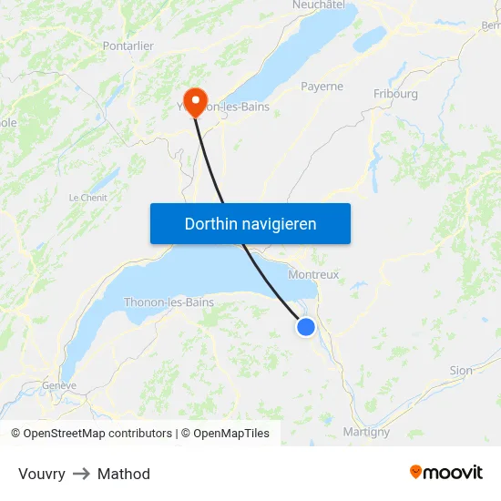 Vouvry to Mathod map