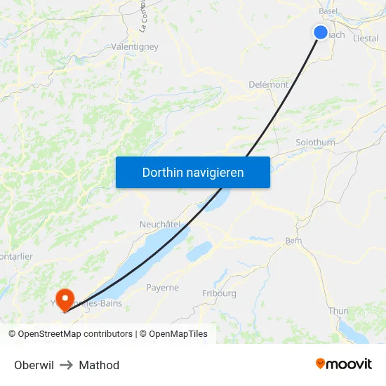 Oberwil to Mathod map