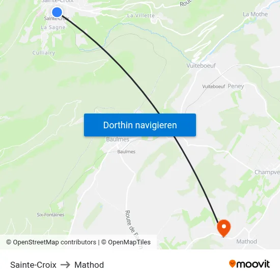 Sainte-Croix to Mathod map