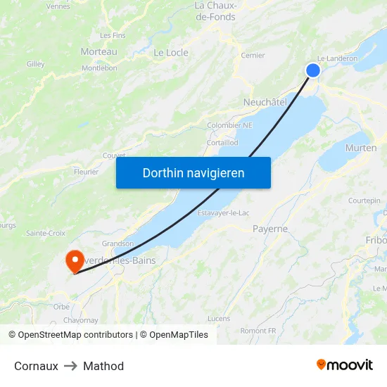 Cornaux to Mathod map