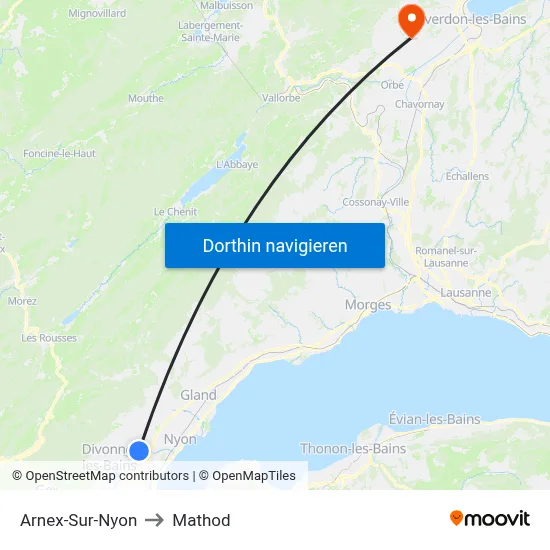 Arnex-Sur-Nyon to Mathod map