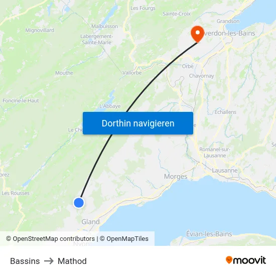 Bassins to Mathod map