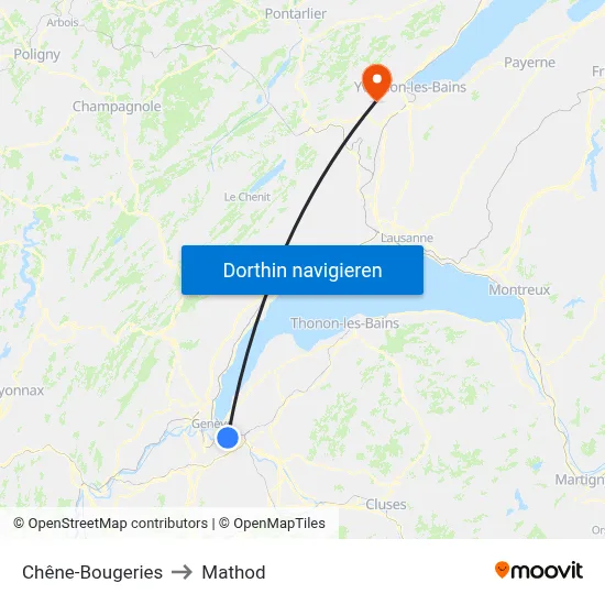 Chêne-Bougeries to Mathod map