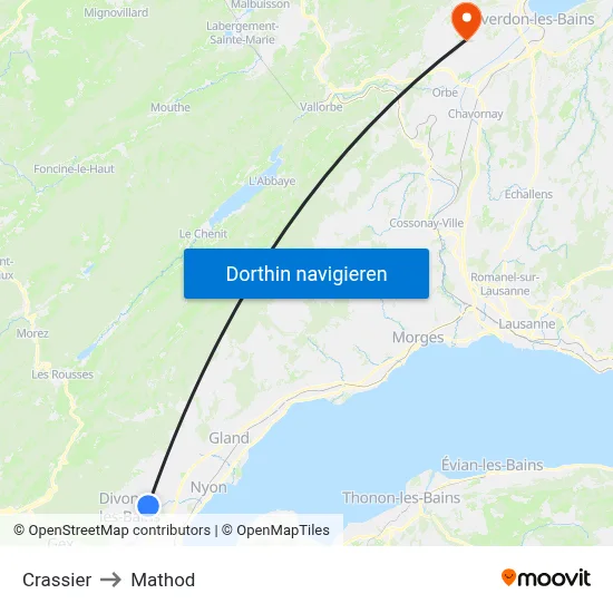 Crassier to Mathod map