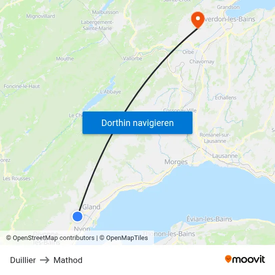 Duillier to Mathod map