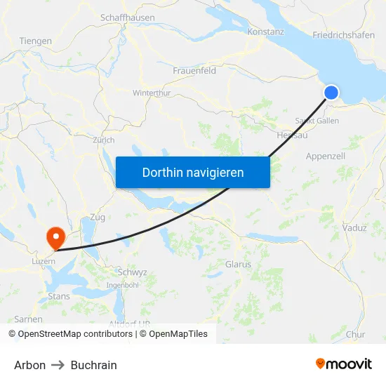Arbon to Buchrain map