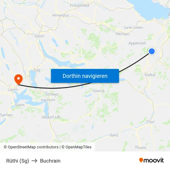 Rüthi (Sg) to Buchrain map