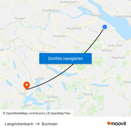 Langrickenbach to Buchrain map