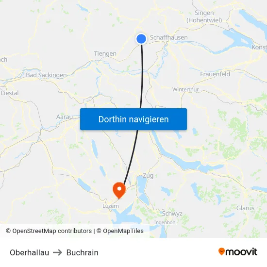 Oberhallau to Buchrain map