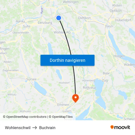Wohlenschwil to Buchrain map