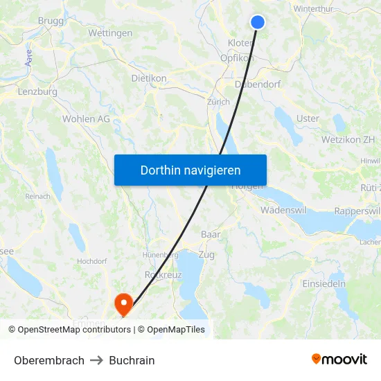 Oberembrach to Buchrain map