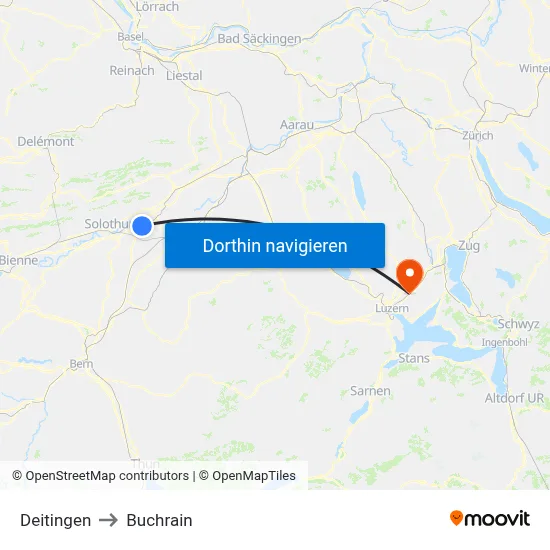 Deitingen to Buchrain map