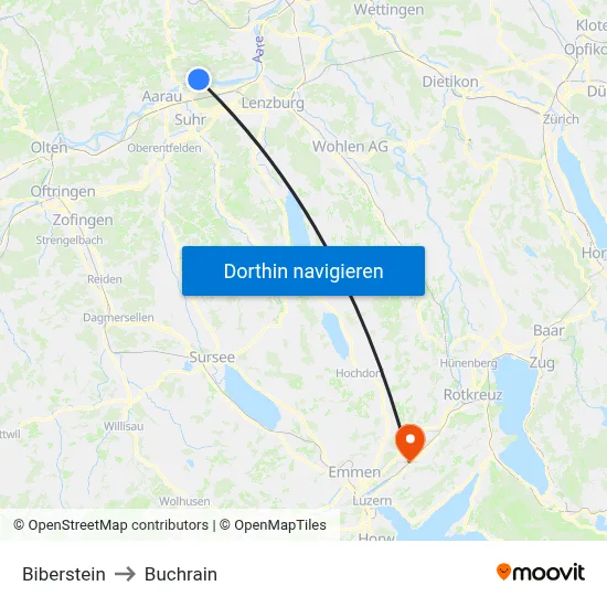 Biberstein to Buchrain map