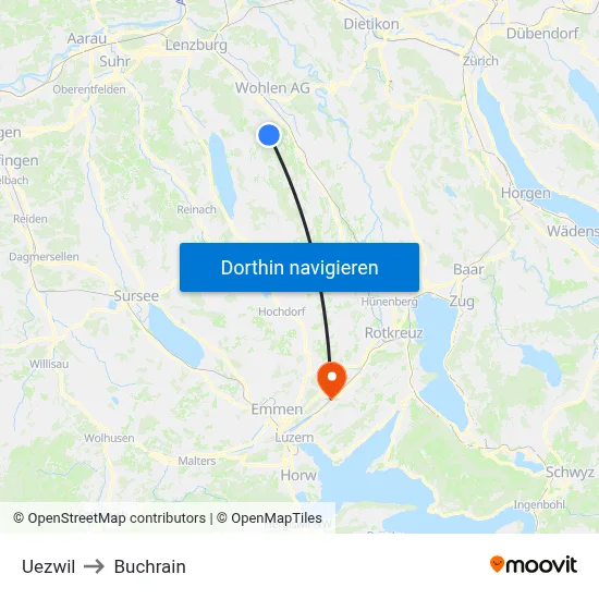 Uezwil to Buchrain map