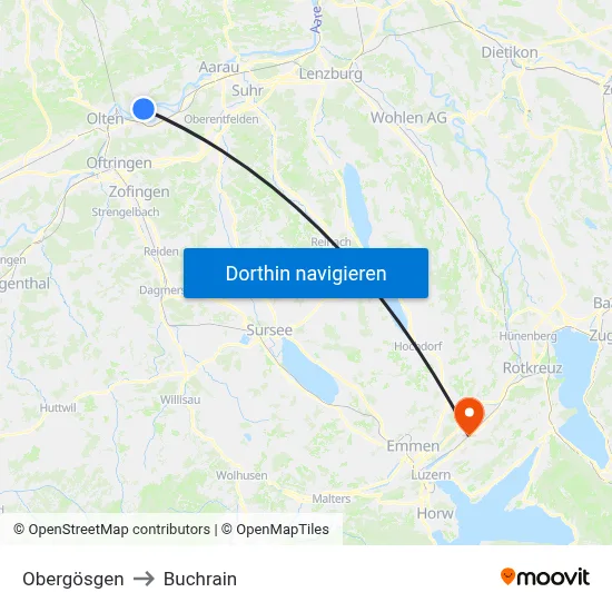 Obergösgen to Buchrain map