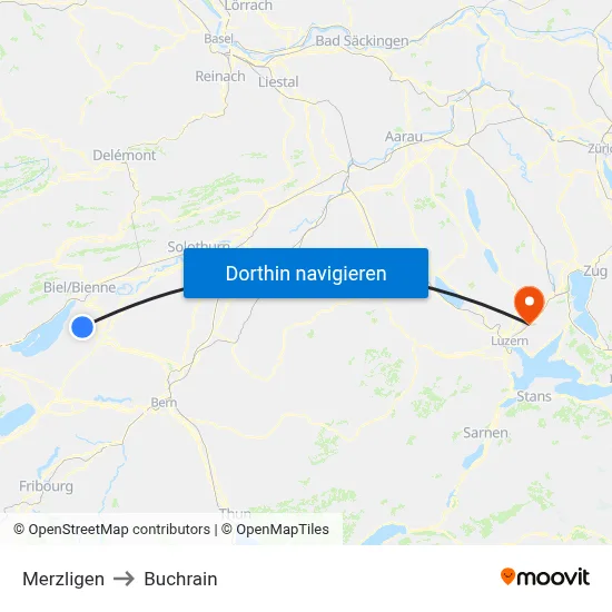 Merzligen to Buchrain map