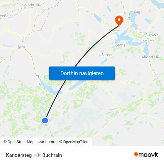 Kandersteg to Buchrain map