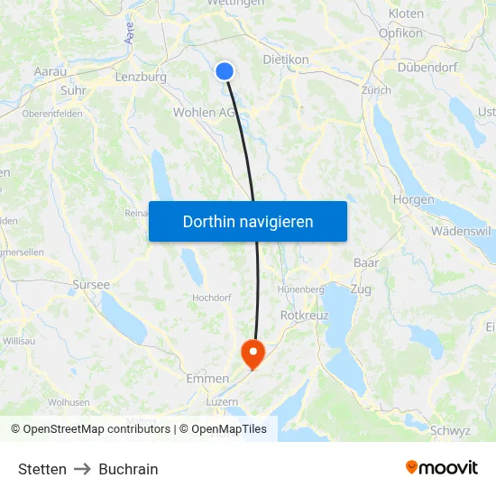 Stetten to Buchrain map