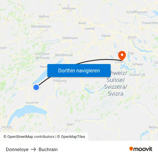 Donneloye to Buchrain map