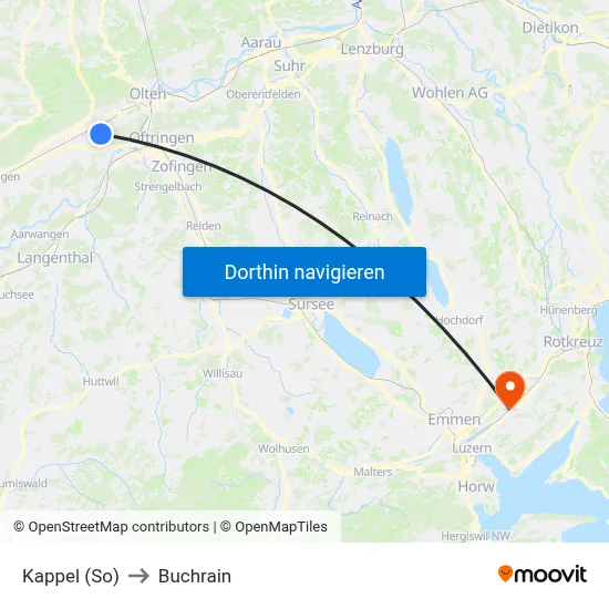 Kappel (So) to Buchrain map