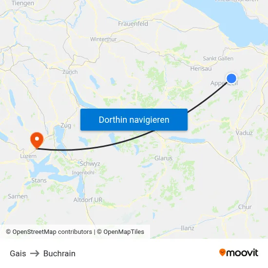 Gais to Buchrain map