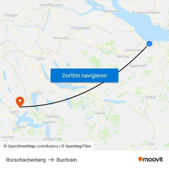 Rorschacherberg to Buchrain map
