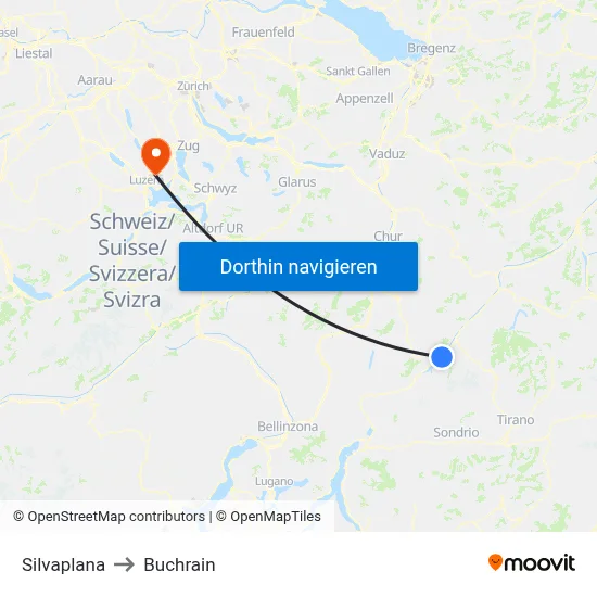 Silvaplana to Buchrain map