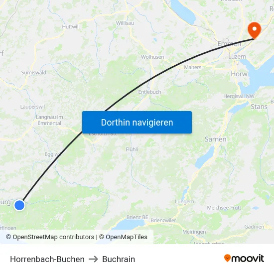 Horrenbach-Buchen to Buchrain map