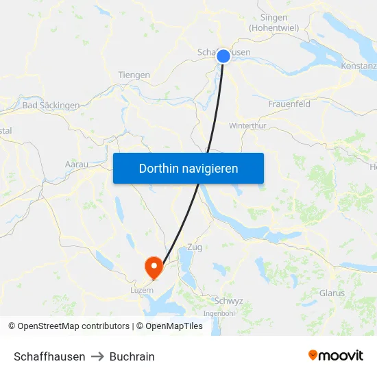 Schaffhausen to Buchrain map