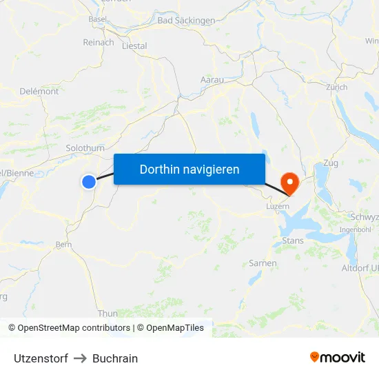 Utzenstorf to Buchrain map