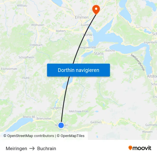 Meiringen to Buchrain map