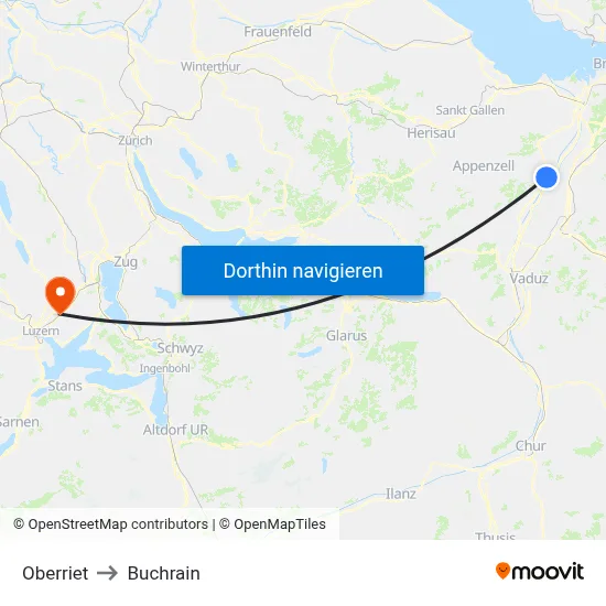 Oberriet to Buchrain map