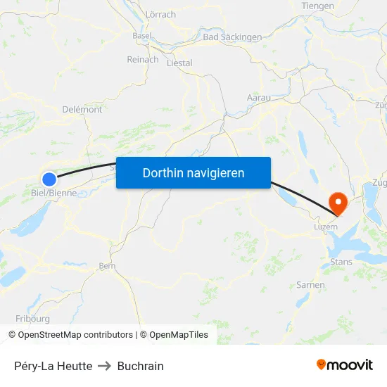 Péry-La Heutte to Buchrain map