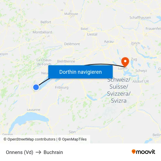 Onnens (Vd) to Buchrain map